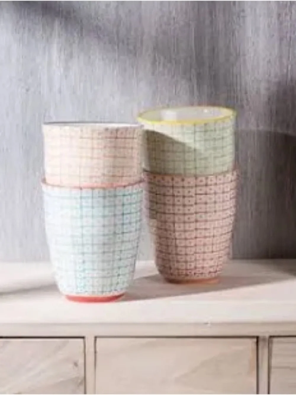 Bloomingville Ceramic Carla Cup with Orange Grid Motif